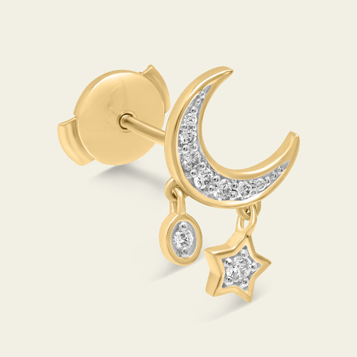 boucles d'oreilles lune diamants