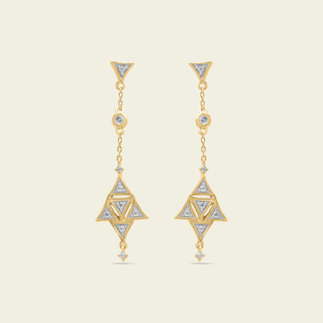 Boucles d'oreilles en or et diamants avec design inspiré de la fleur de vie.