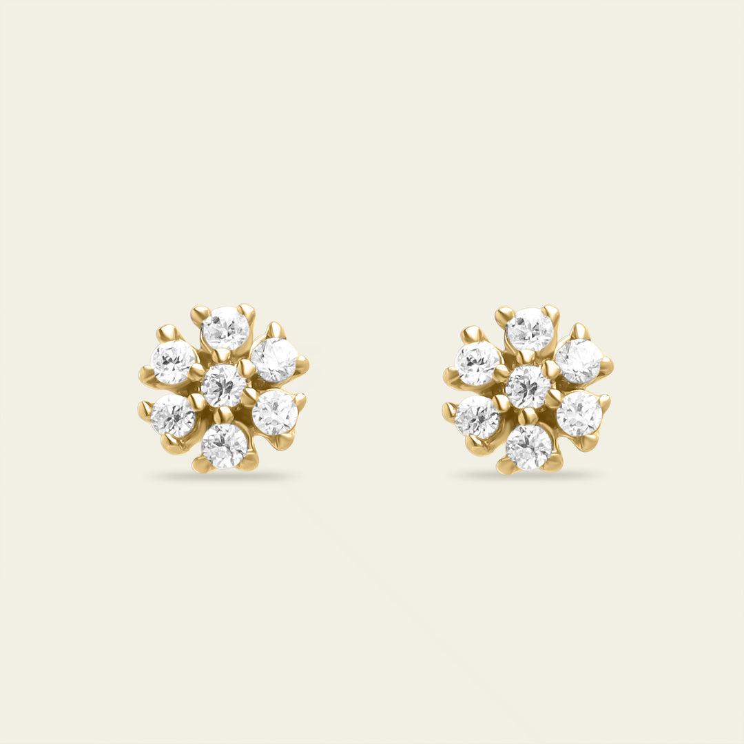 Clous d'oreilles Fleur diamants | Dularee