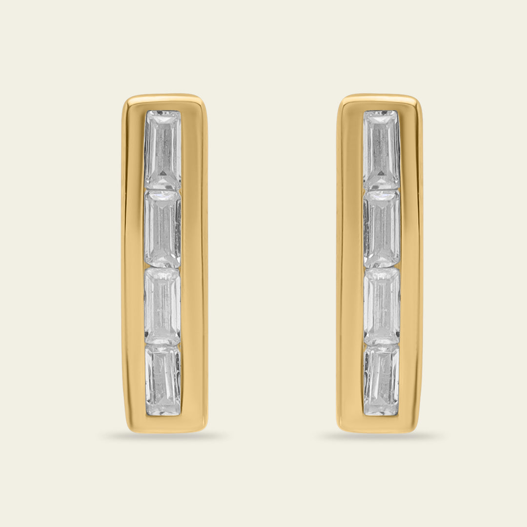 clous d'oreilles or et diamants baguette Dularee