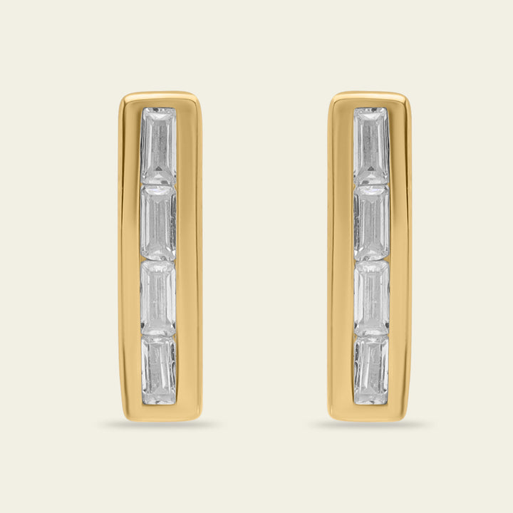 clous d'oreilles or et diamants baguette Dularee