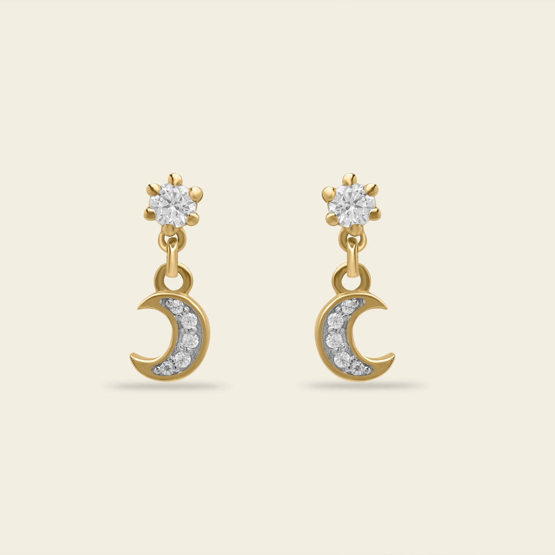 Clous d'oreilles lune Or et diamants