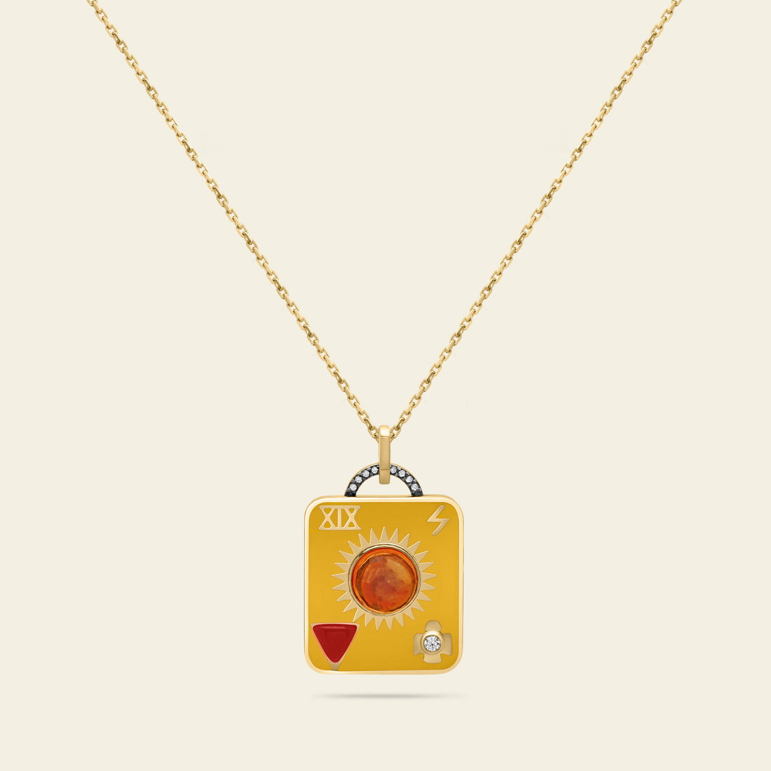 Pendentif Solar Dynamo Or et Citrine