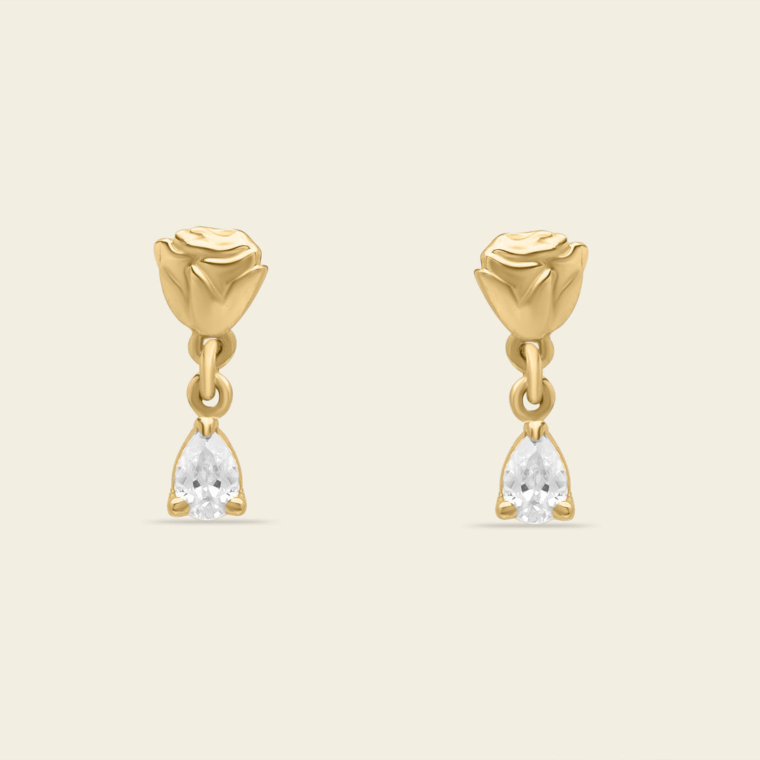 Clous d'oreilles Rose | Or et diamants