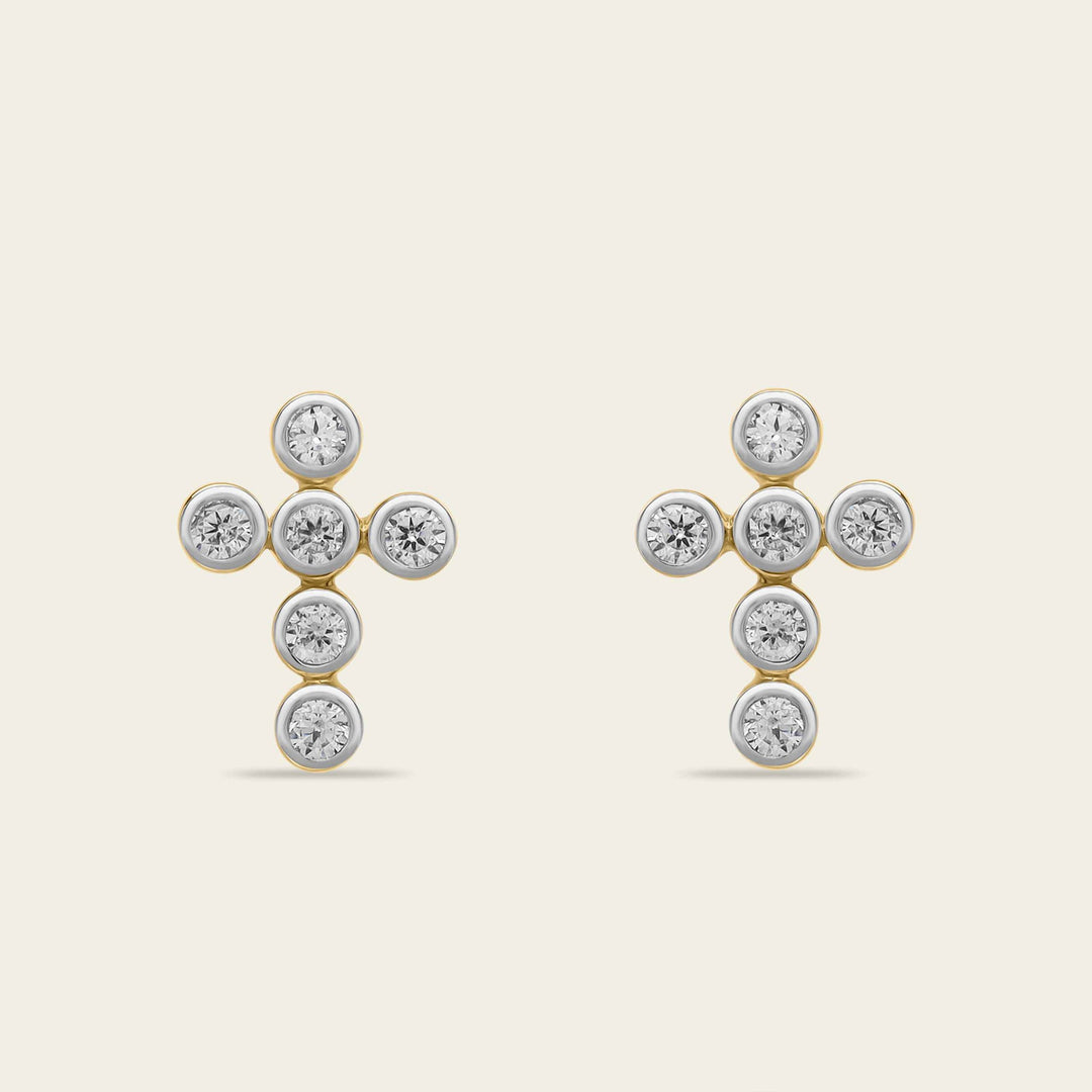 Clous d'oreilles Croix diamants | Tiny Cross