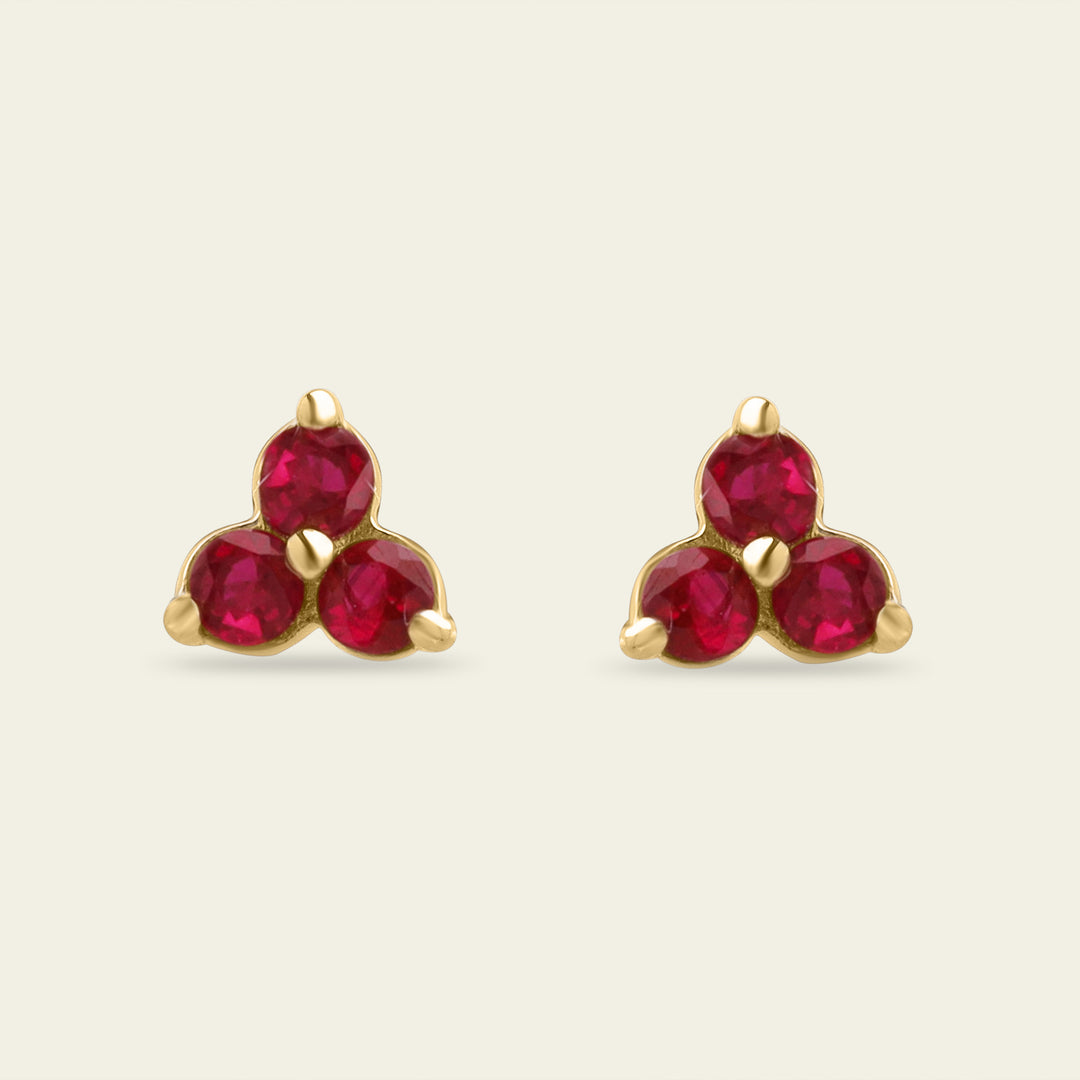 Clous d'oreilles Or et Rubis | Joaillerie Dularee