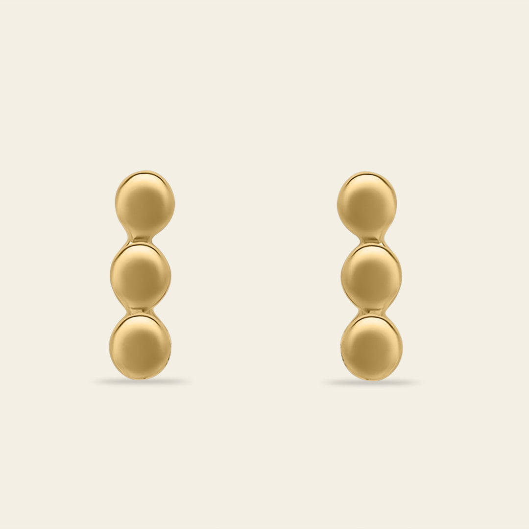 Boucles d'oreilles Or Triple Ball bar Dularee