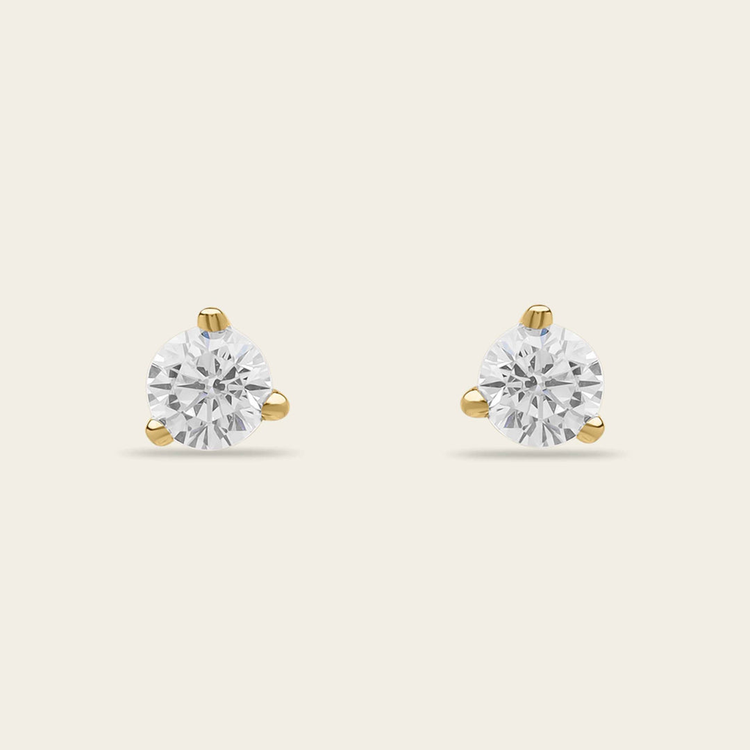 Clous d'oreilles Triple Prong diamants et Or