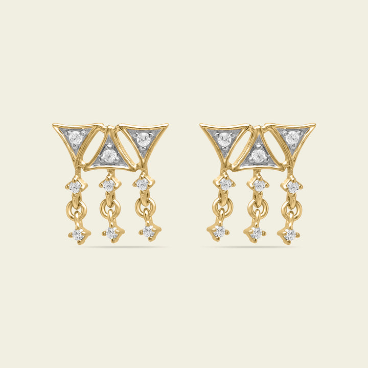 Boucles d'oreilles en or, design triangle avec diamants